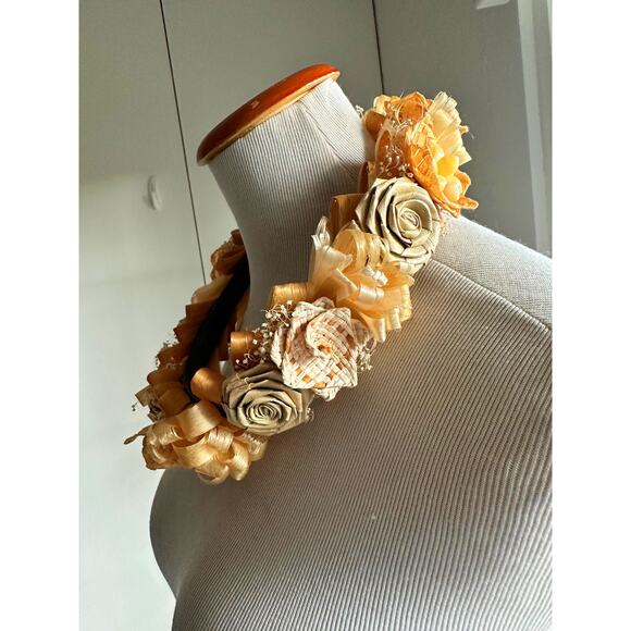 Vintage Floral Crown Bohemian Hippie wedding Wicker Neutral Natural Earthy Beach - Picture 5 of 8